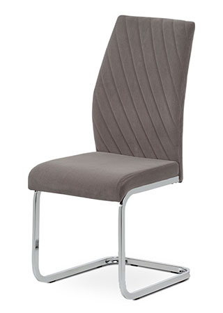Jídelní židle, lanýžová sametová látka, kovová pohupová chromovaná podnož - DCL-442 LAN4