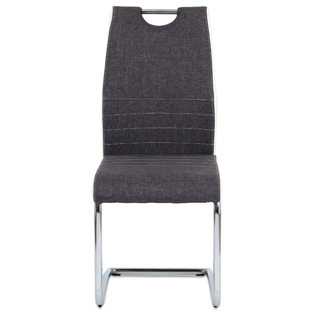 Jídelní židle šedá látka + bílá koženka / chrom - DCL-444 GREY2