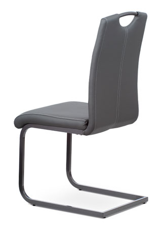 Jídelní židle, potah šedá ekokůže, kovová pohupová podnož, šedý lak - DCL-613 GREY