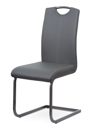 Jídelní židle, potah šedá ekokůže, kovová pohupová podnož, šedý lak - DCL-613 GREY