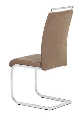 Jídelní židle lanýžová látka + hnědá koženka / chrom - DCL-966 LAN2