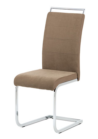 Jídelní židle lanýžová látka + hnědá koženka / chrom - DCL-966 LAN2