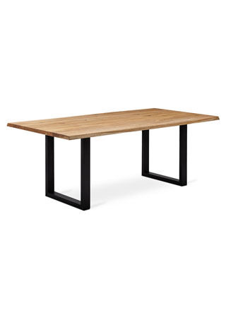 Jídelní stůl 180x90x75 cm, masiv dub, povrchová úprava olejem, kovová podnož 8x4 - DS-M179 OAK