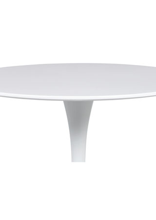 Jídelní stůl pr.80x73 cm, bílá matná MDF, kov bílý vysoký lesk - DT-580 WT