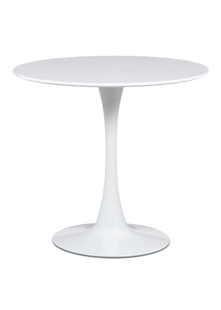 Jídelní stůl pr.80x73 cm, bílá matná MDF, kov bílý vysoký lesk - DT-580 WT