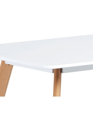 Jídelní stůl 120x80 cm, MDF, bílý matný lak, masiv buk, přírodní odstín - DT-605 WT