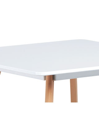 Jídelní stůl 80x80 cm, MDF, bílý matný lak, masiv buk, přírodní odstín - DT-606 WT