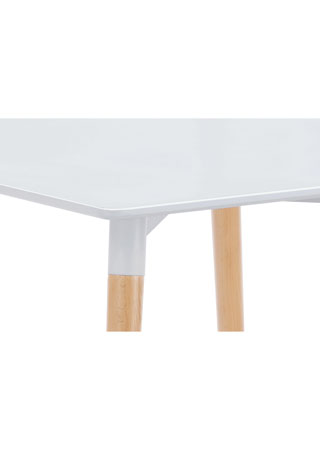 Jídelní stůl 80x80x76 cm, MDF / kovová kostrukce - bílý matný lak, dřevěné nohy - DT-706 WT