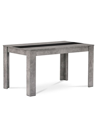 Jídelní stůl 138x80x74 cm, MDF, lamino dekor beton, dekorační pruh v černé a bíl - DT-P140 BET