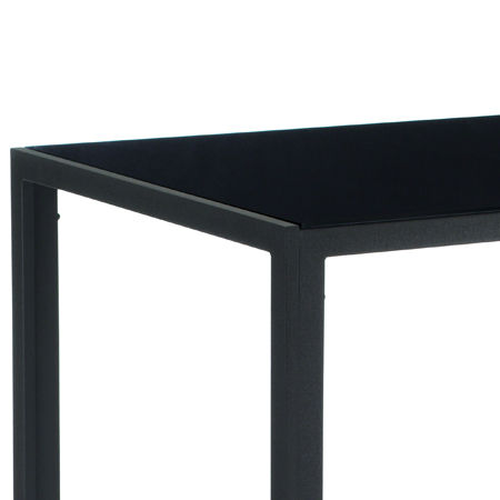 Jídelní stůl 130x80x75 cm, černé sklo, kov - tmavě šedý práškový lak