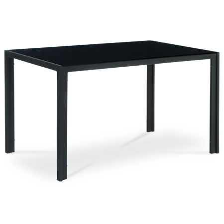 Jídelní stůl 130x80x75 cm, černé sklo, kov - tmavě šedý práškový lak