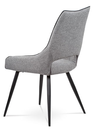 Jídelní židle - látka šedá, černá paspule, kovová podnož, černý matný lak - HC-021 GREY2