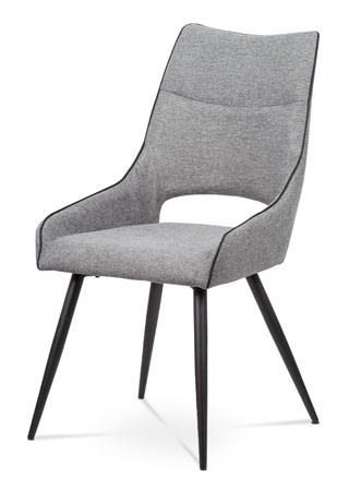 Jídelní židle - látka šedá, černá paspule, kovová podnož, černý matný lak - HC-021 GREY2