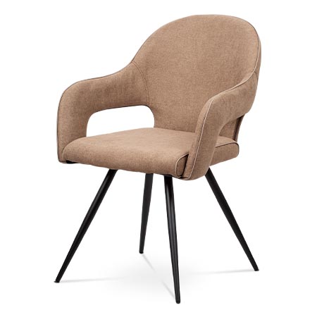 Jídelní židle, cappuccino látka, kovová podnož, černý matný lak - HC-031 CAP2