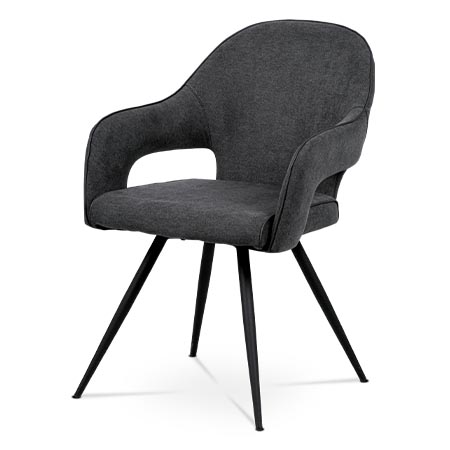 Jídelní židle, šedá látka, kovová podnož, černý matný lak - HC-031 GREY2