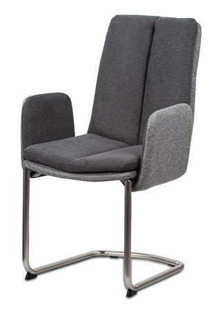 Konferenční a jídelní židle, látka světle / tmavě šedá, kovová pohupová podnož, - HC-042 GREY2