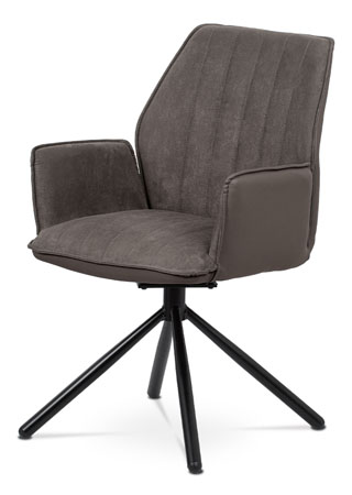 Jídelní a konferenční židle, lanýžová ekokůže / látka, kovová podnož, černý matn