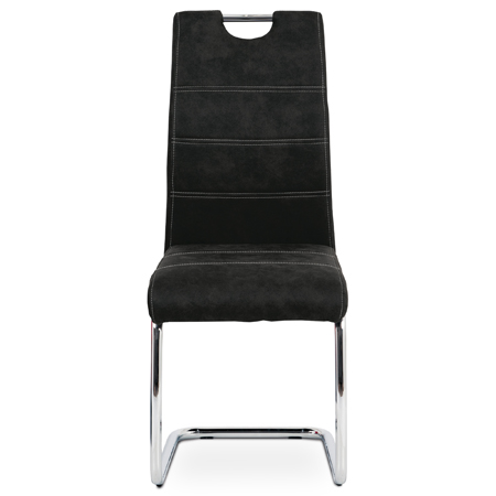 Jídelní židle, potah černá látka COWBOY v dekoru vintage kůže, kovová pohupová c
