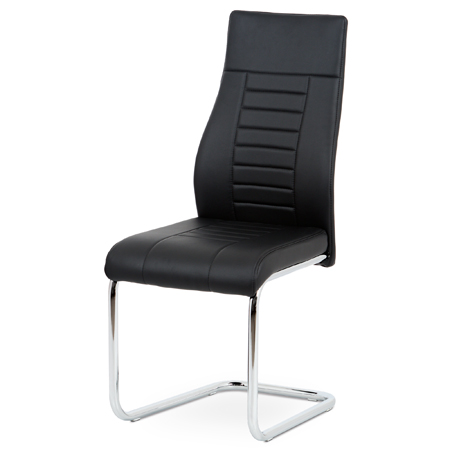 Jídelní židle, černá koženka / chrom - HC-955 BK