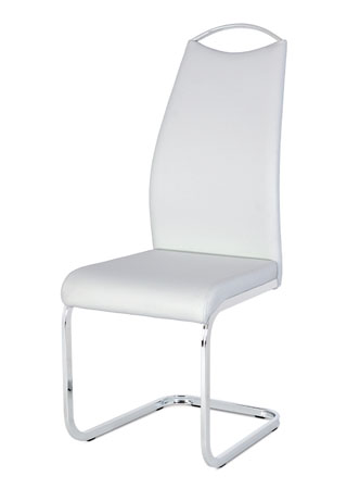 Jídelní židle bílá koženka / chrom - HC-981 WT
