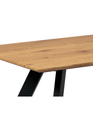 Jídelní stůl 160x90 cm, MDF dekor dub, kov černý mat - HT-712 OAK