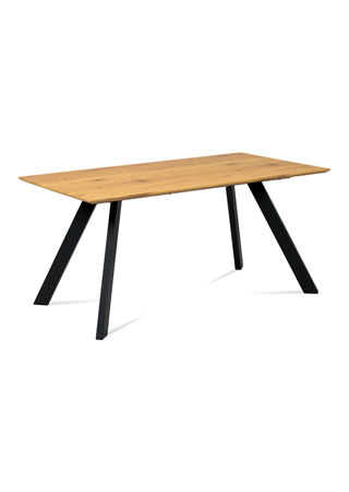 Jídelní stůl 160x90 cm, MDF dekor dub, kov černý mat - HT-712 OAK