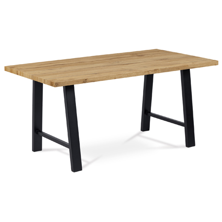 Jídelní stůl 160x90 cm, MDF dekor dub, kov černý mat - HT-715 OAK