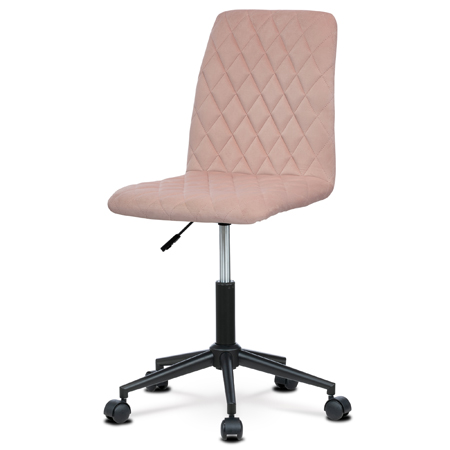 Kancelářská židle dětská, potah růžová sametová látka, výškově nastavitelná