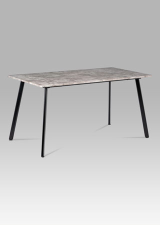 Jídelní stůl 150x80x76 cm, MDF dekor beton, kovová čtyřnohá podnož, černý matný - MDT-2100 BET