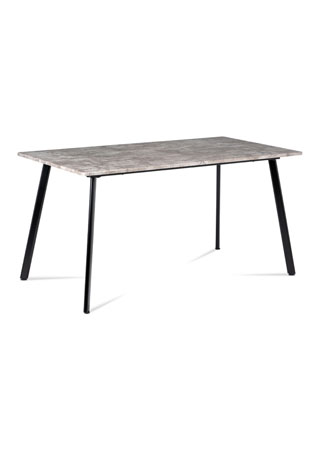 Jídelní stůl 150x80x76 cm, MDF dekor beton, kovová čtyřnohá podnož, černý matný - MDT-2100 BET