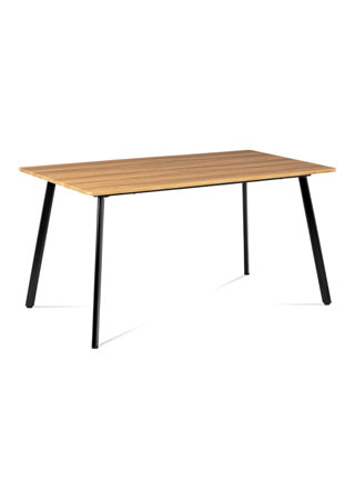 Jídelní stůl 150x80x76 cm, MDF dekor divoký dub, kovová čtyřnohá podnož, černý m - MDT-2100 OAK