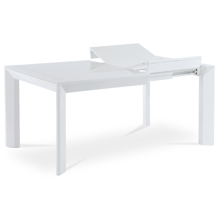 Jídelní stůl rozkládací 100+60x100x75 cm, bílý vysoký lesk