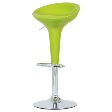 Barová stolička, plast zelený/chróm AUB-9002 LIM