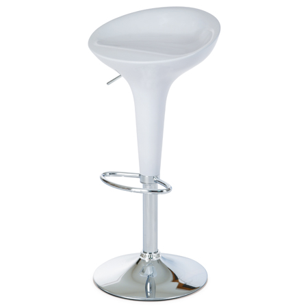 Barová stolička, plast biely/chróm AUB-9002 WT