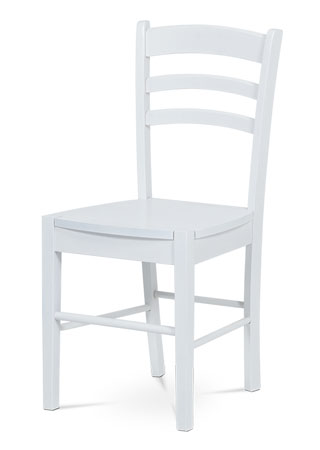Jedálenská stolička, biela/sedák drevený AUC-004 WT