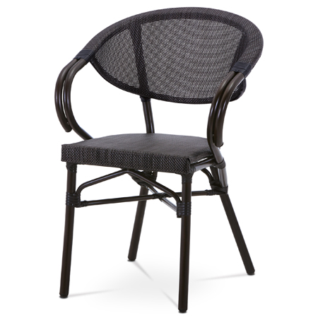 Záhradná stolička, kov hnedý, textil čierny AZC-110 BK