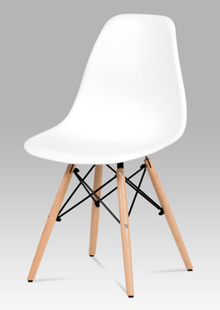 Jedálenská stolička, plast biely / masív buk / kov čierny CT-758 WT
