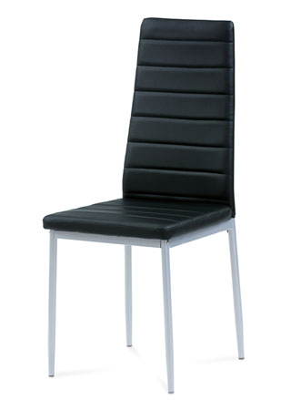 Jedálenská stolička, koženka čierna, sivý lak DCL-117 BK