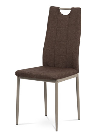 Jedálenská stolička, hnedá látka, kov cappuccino lesk DCL-393 BR2