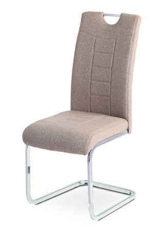 Jedálenská stolička,hnedá látka, kovová podnož chróm DCL-404 COF2