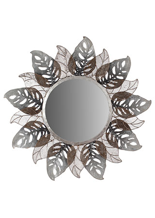Zrkadlo, nástenná kovová dekorácia, motív listov - FB-1464