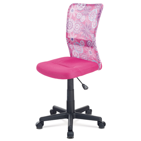 Kancelárska stolička, ružová mesh, plastový kríž, sieťovina motív KA-2325 PINK