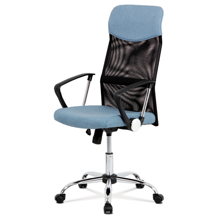 Kancelárska stolička, látka čierna/modrá KA-E301 BLUE