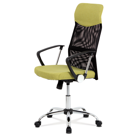 Kancelárska stolička, látka čierna/zelená KA-E301 GRN