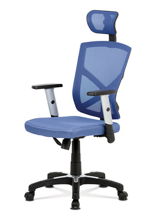 Kancelárska stolička, modrý MESH, plastový kríž, hojdací mechanismus KA-H104 BLUE