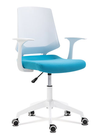 Kancelárska stolička, sedadlo modrá látka, biely PP plast, výškovo nastaviteľná KA-R202 BLUE