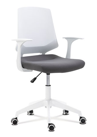 Kancelárska stolička, sedadlo sivá látka, biely PP plast, výškovo nastaviteľná KA-R202 GREY
