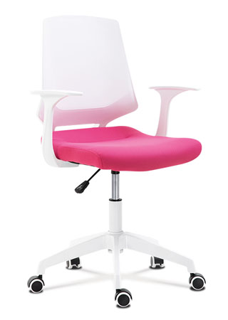 Kancelárska stolička, sedadlo ružová látka, biely PP plast, výškovo nastaviteľná KA-R202 PINK