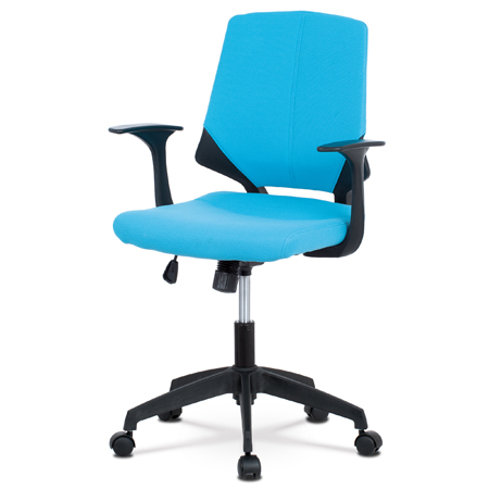 Kancelárska stolička, modrá látka, čierne plastové područky KA-R204 BLUE