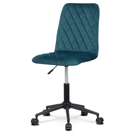 Kancelárská stolička, poťah modrá zamatová látka, výškovo nastaviteľná,  KA-T901 BLUE4